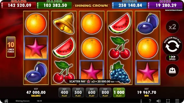 Star and dollar Scatter symbols paying in Shining Crown free play