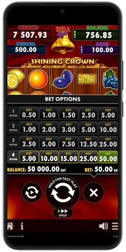 Setting the bet in Shining Crown