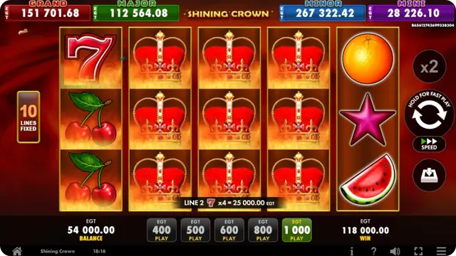 Krone Wild ausgedehnt über die Walzen in Shining Crown