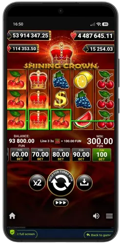 Shining Crown win with cherry and crown symbols