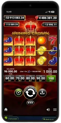 Vincita in Shining Crown con Corona Wild espansa